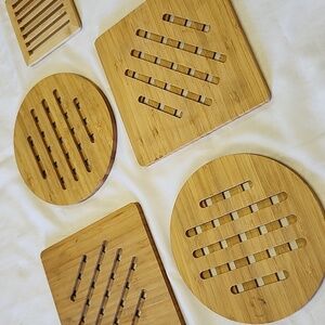 Bamboo Trivet Bundle Lot Plant Plate Home Decor Accent Hotplate
